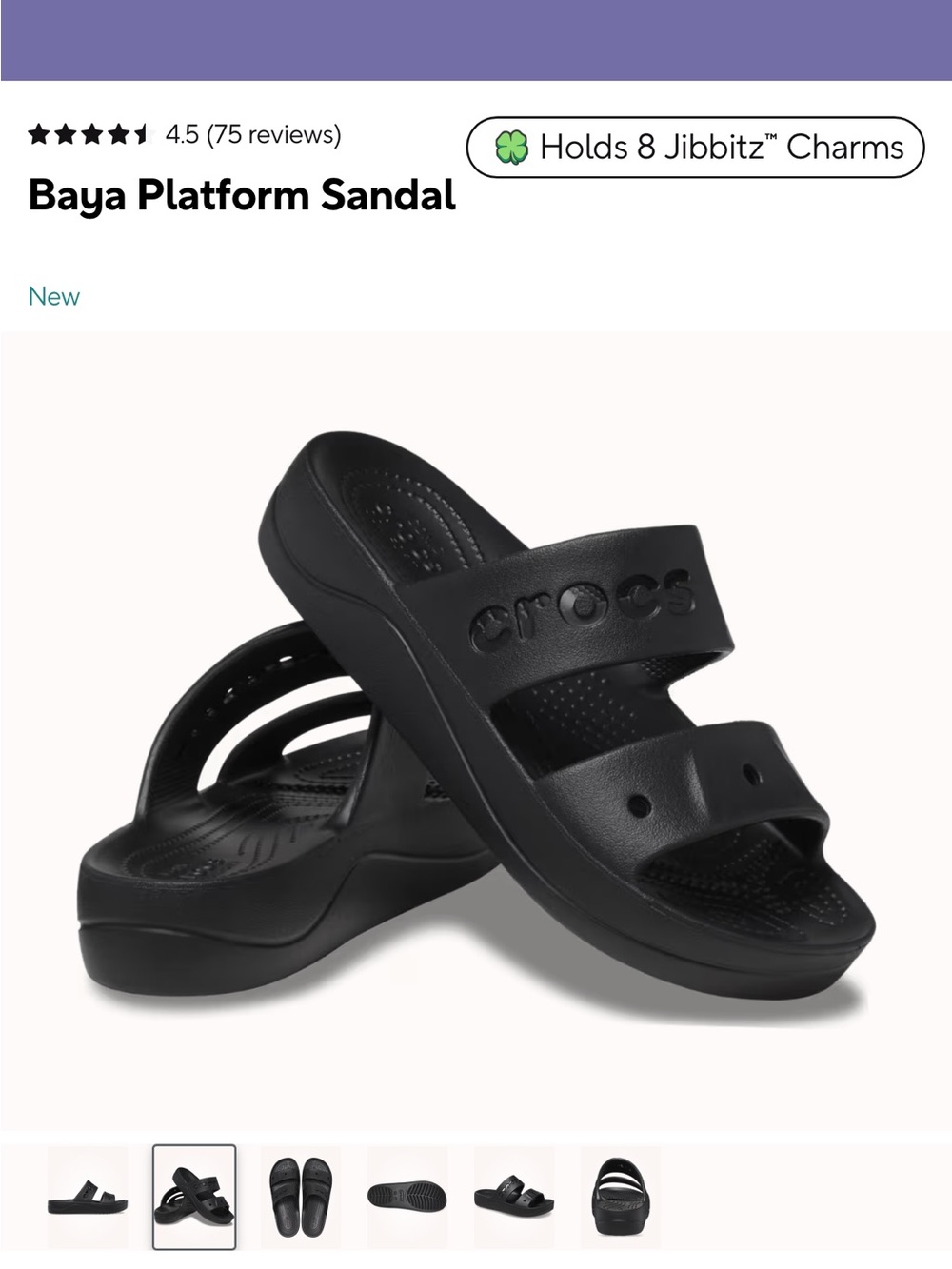 CROCS Baya Platform Sandal in Black